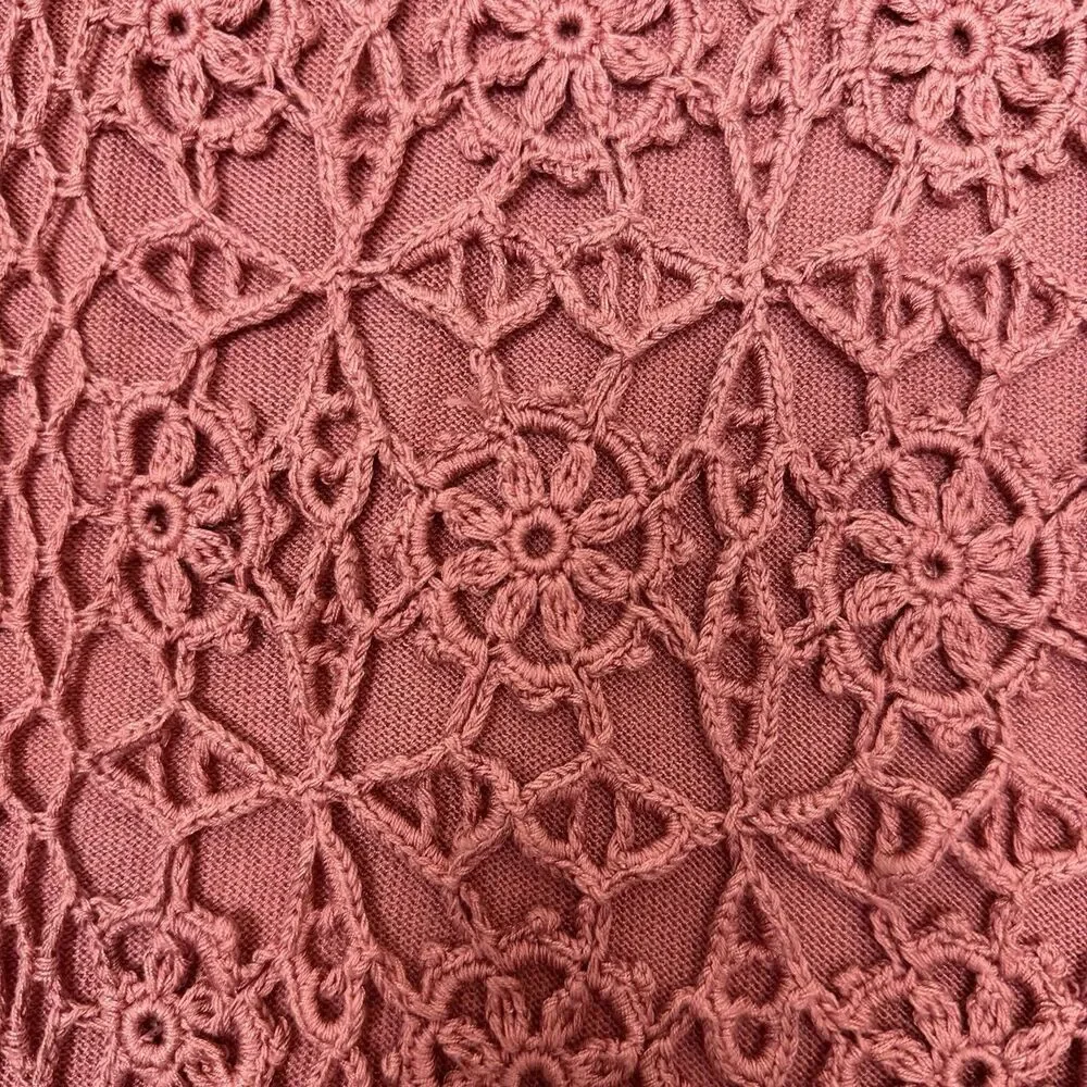 Vintage Casual Corner 90s Y2K Silk Cotton Pink Crochet Vest Sz M CottageCore
